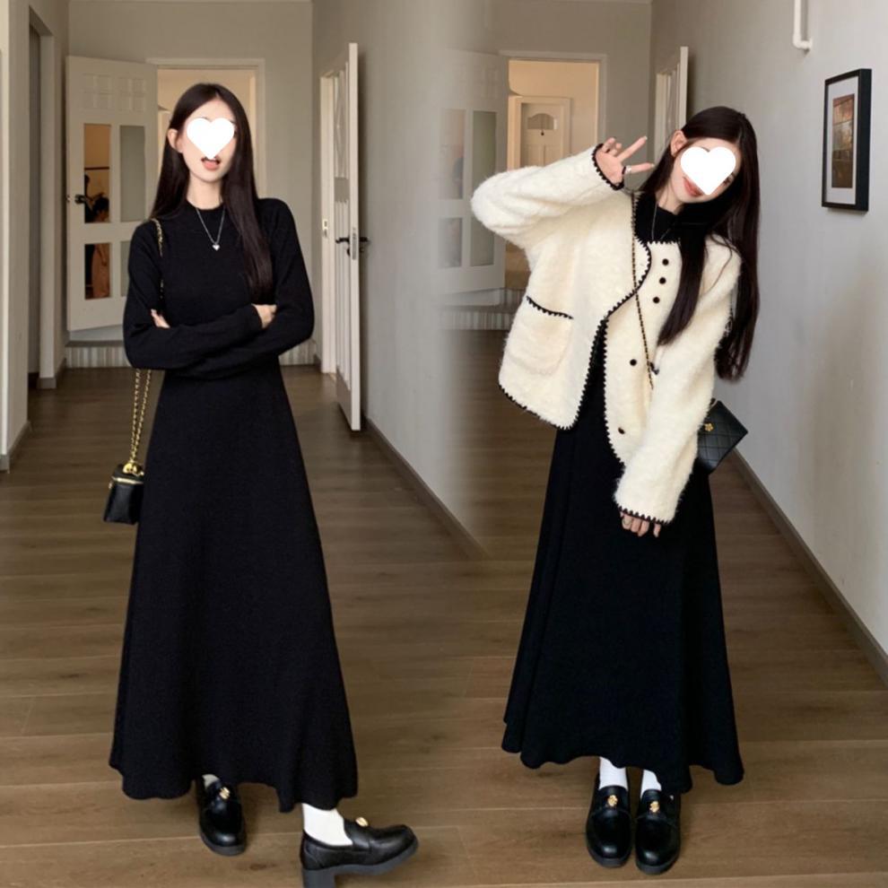 シンプル美シルエットニットワンピース