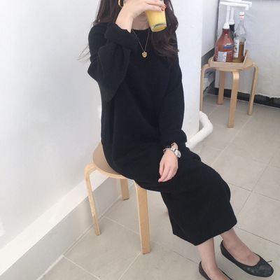 ゆるシルエットロングニットワンピース