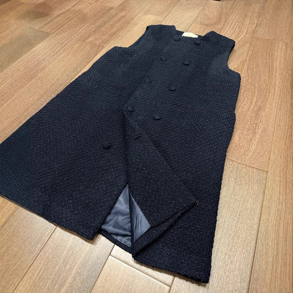 ベーシックダブルボタンニットワンピース