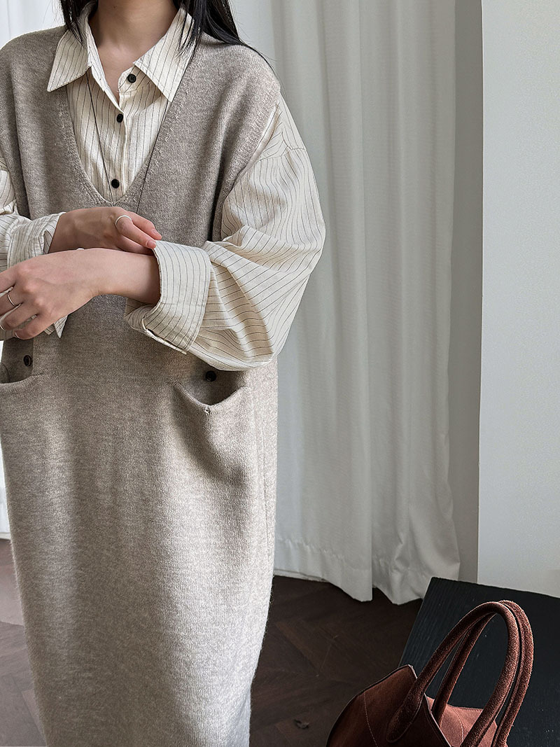 ニットワンピース 韓国風ニットベスト ワンピース レディース ジャンパースカート 3色