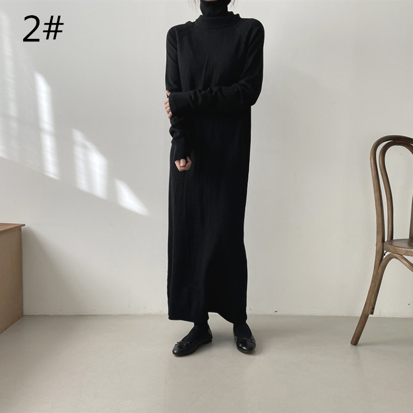 タートルネック ニットワンピース ロング丈 レディース 韓国風
