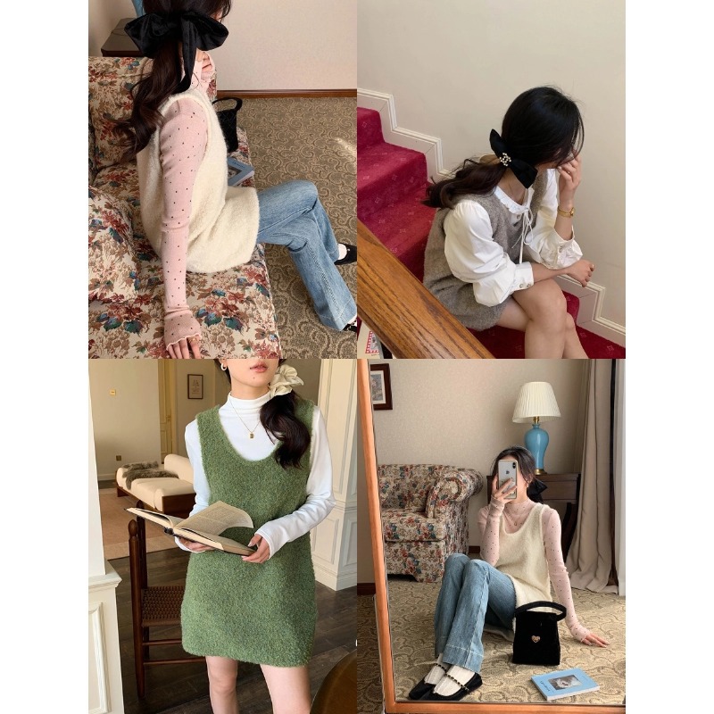 ゆったりベスト風ニットワンピース