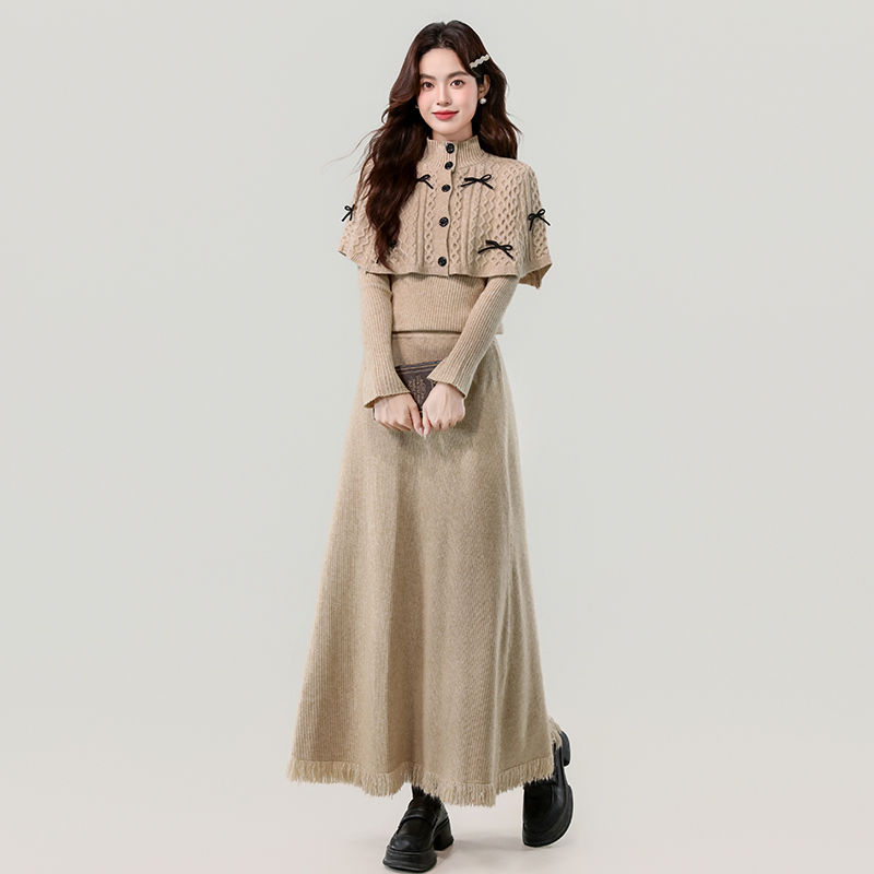 今季必見甘美なリボンデザインニットワンピース