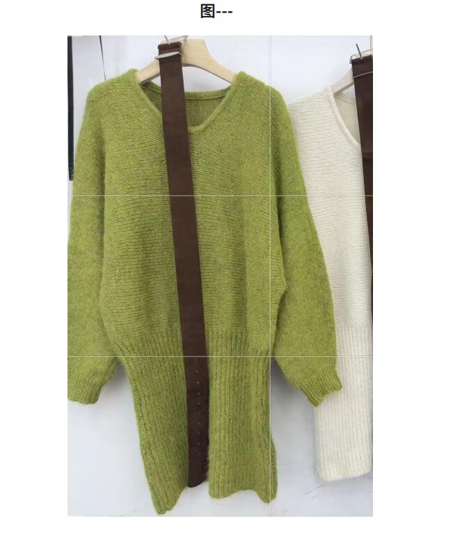 韓国風オフショルダーニットワンピース4色