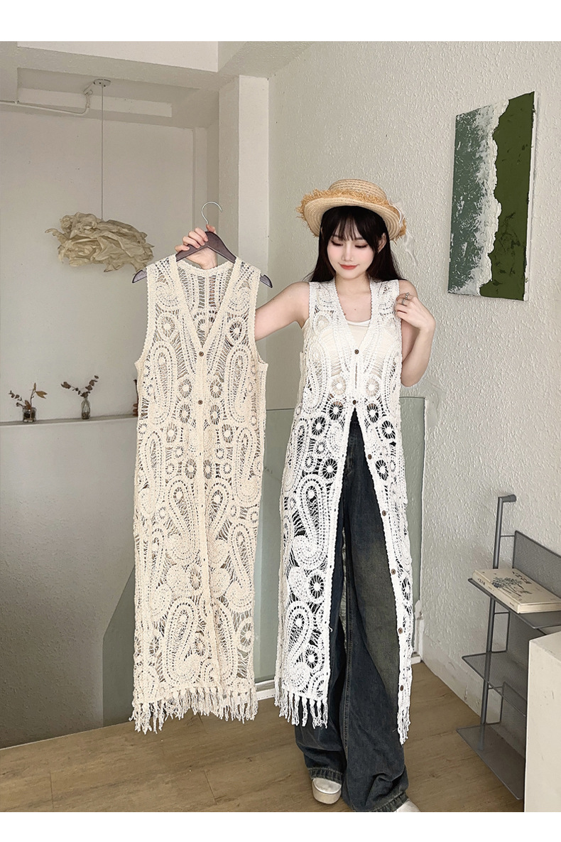 花柄かぎ針編みニットワンピース
