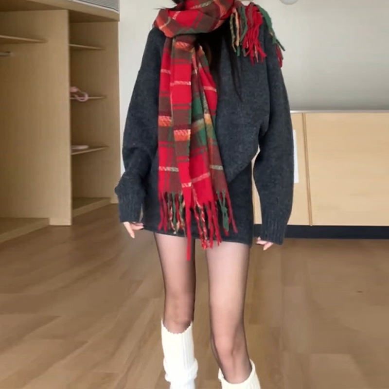 ニットワンピース ゆったりシルエットニットミニワンピース