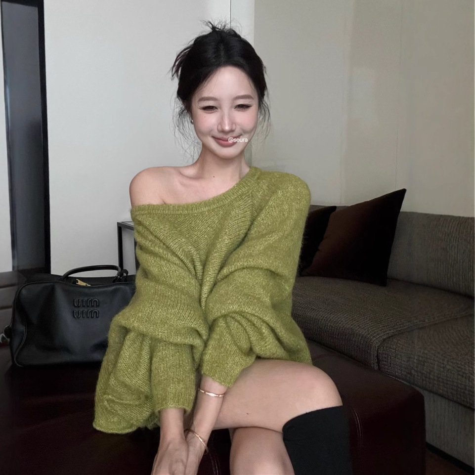 ニットワンピース オーバーサイズふんわりニットミニワンピース