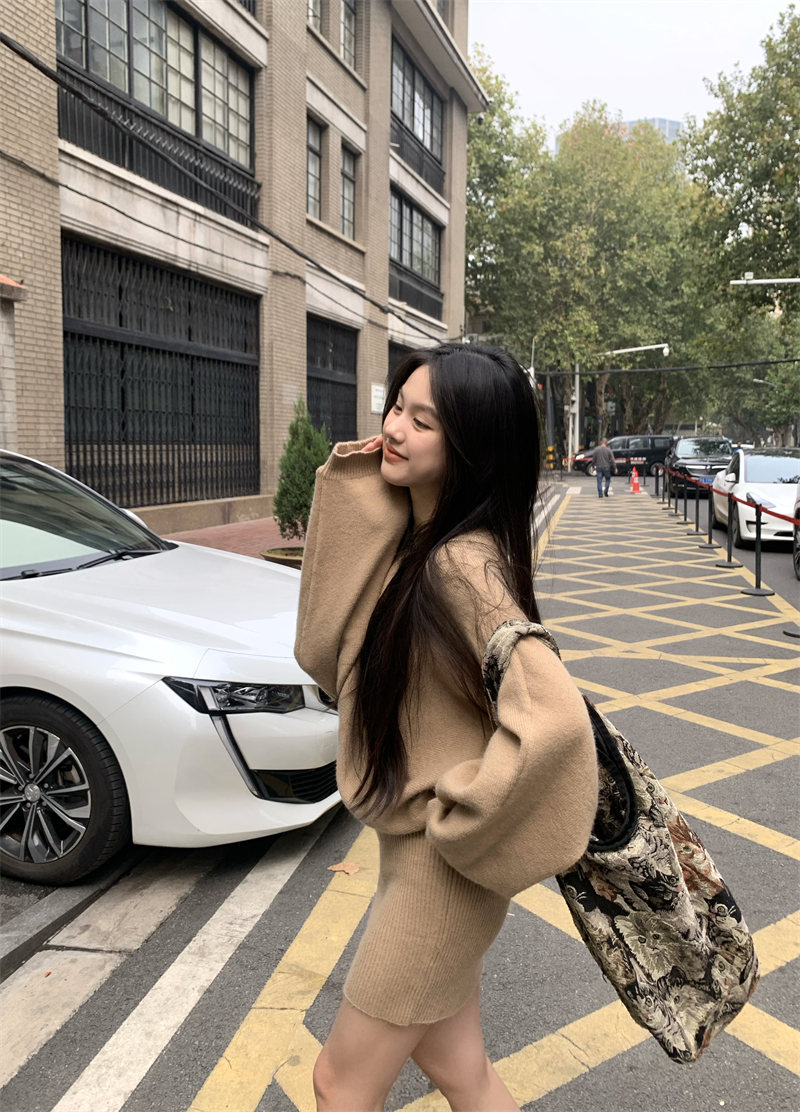 ニットワンピース 今季マストバイ上質ニットスリムハイウエストワンピース