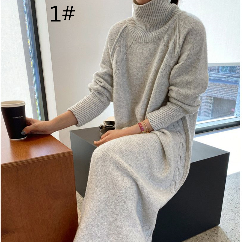 タートルネック ニットワンピース ロング丈 レディース 韓国風