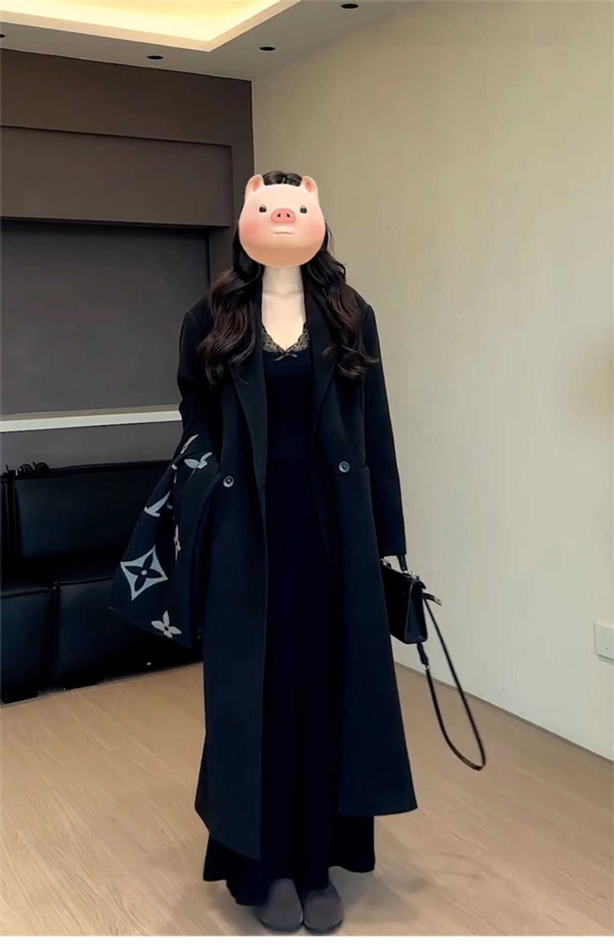 レース付き リブニットワンピース