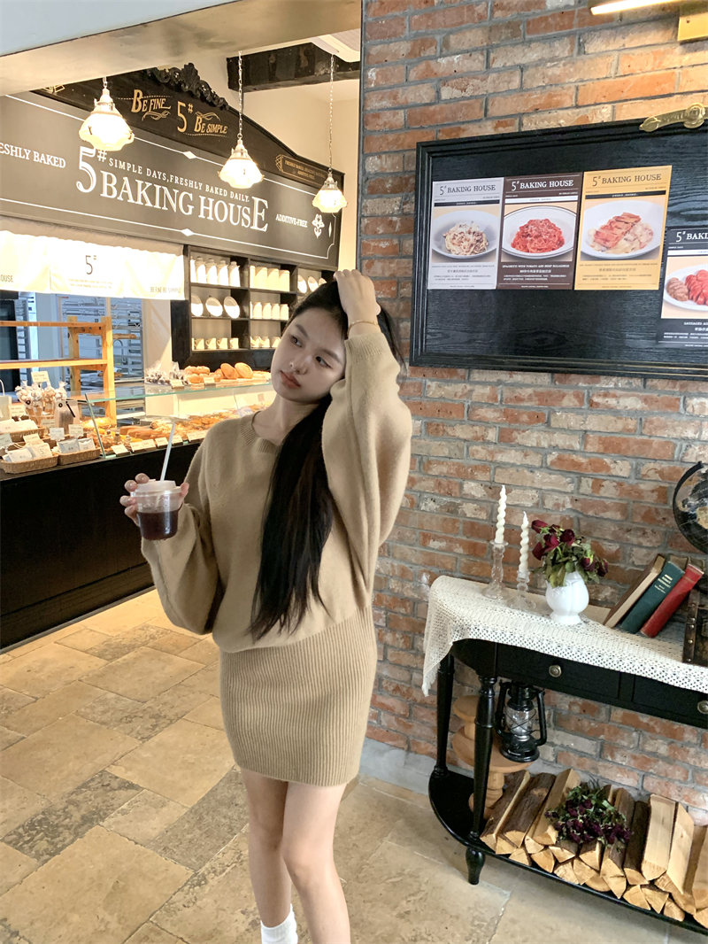 ニットワンピース 今季マストバイ上質ニットスリムハイウエストワンピース