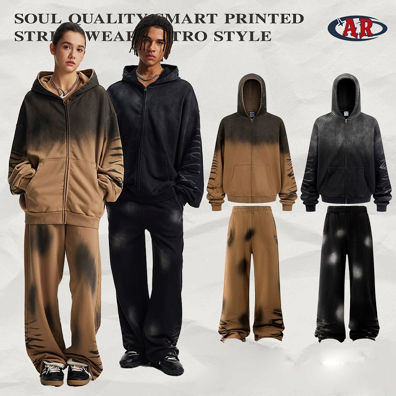 スウェット セットアップ 男女兼用 裏パイル ジップ パーカー ジョガー セットアップ 秋冬