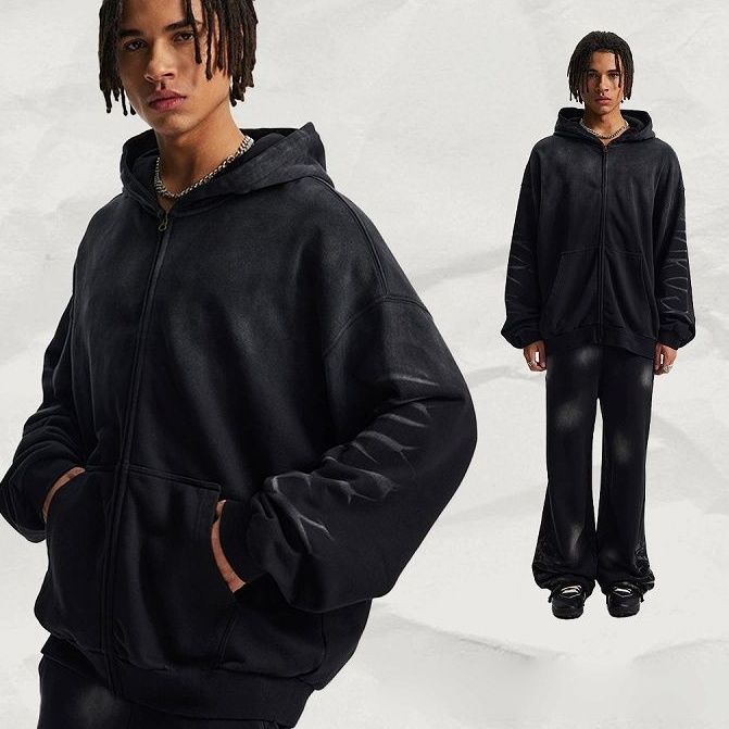 スウェット セットアップ 男女兼用 裏パイル ジップ パーカー ジョガー セットアップ 秋冬