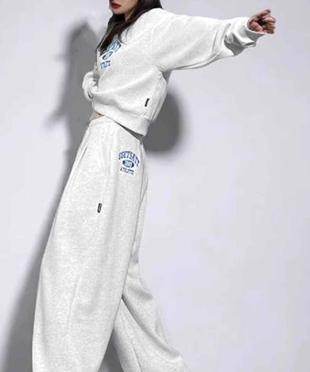 スウェット セットアップ 大学風文字印刷スウェット上下セット