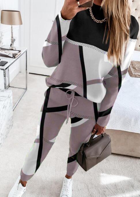 スウェット セットアップ レディース幾何学柄スウェットセットアップ上下セット
