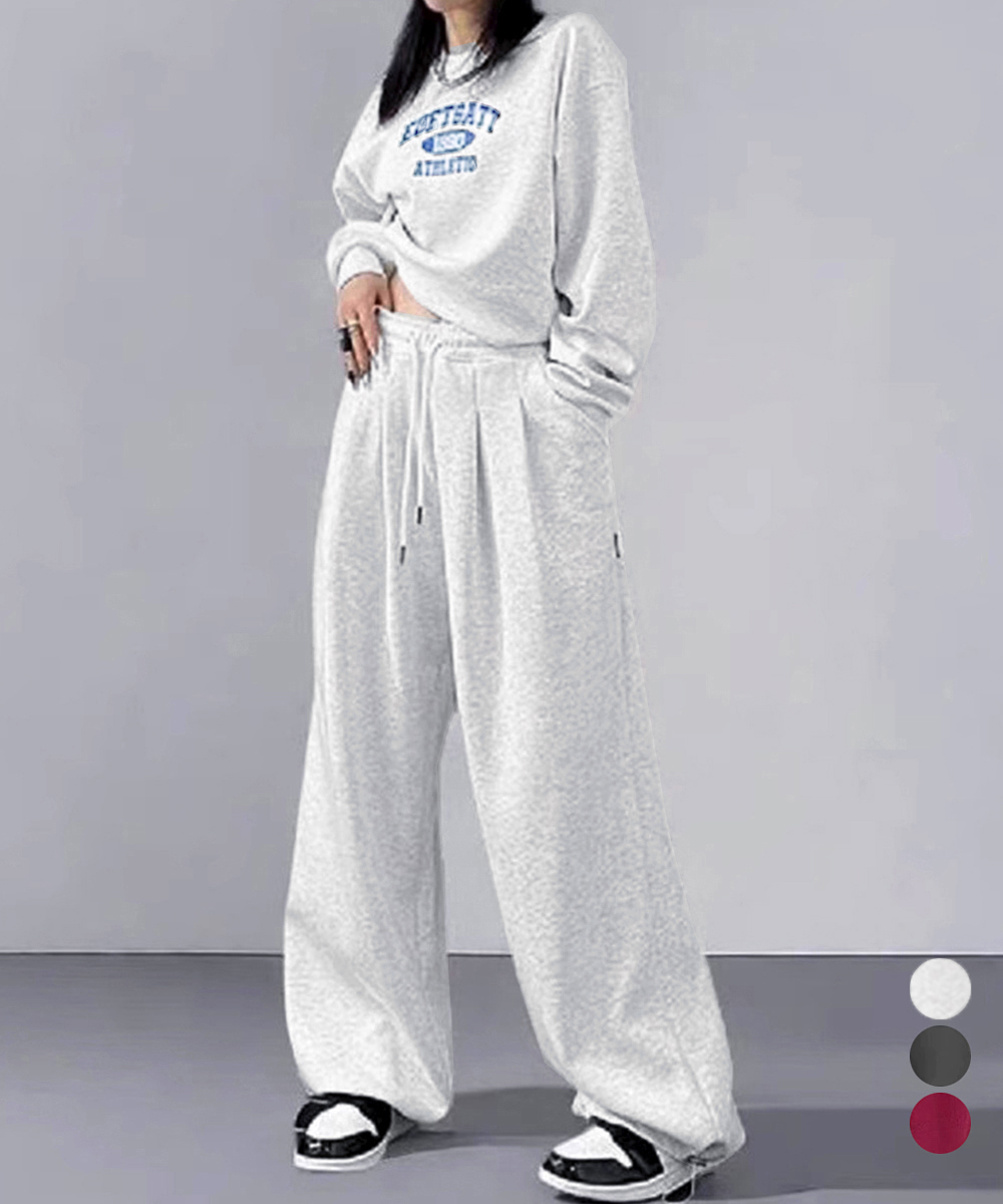 スウェット セットアップ 大学風文字印刷スウェット上下セット