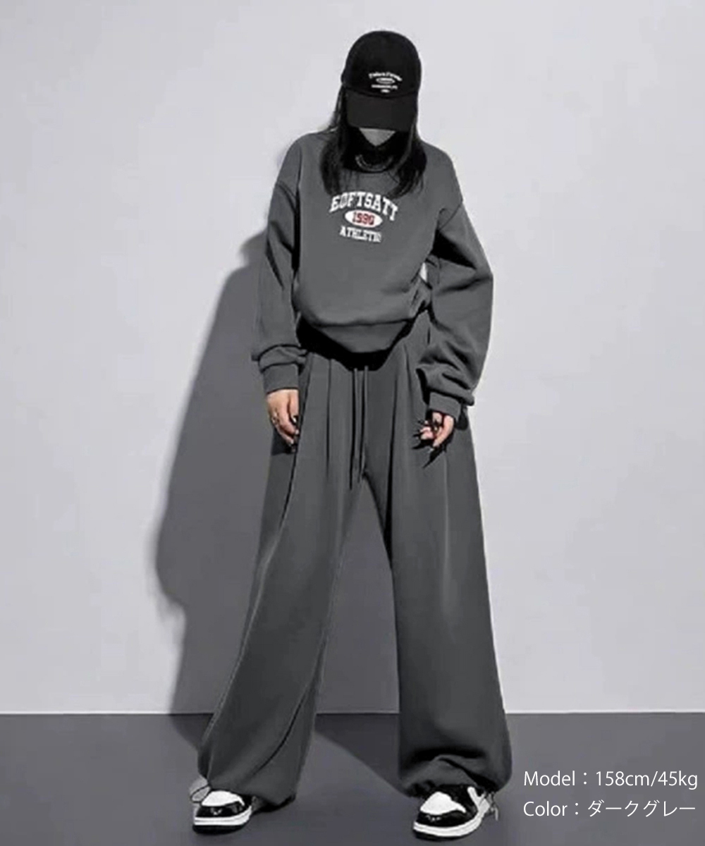 スウェット セットアップ 大学風文字印刷スウェット上下セット