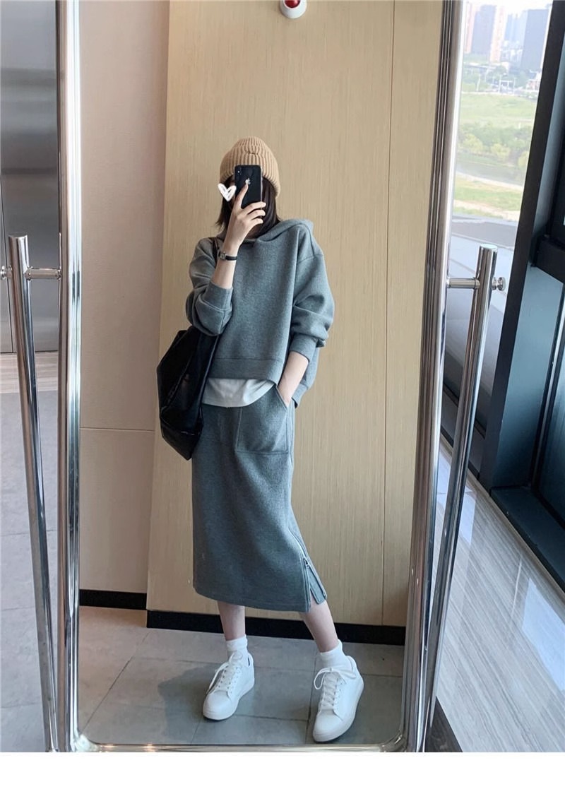 2025新作 レディース スウェット セットアップ パーカー スカート 着やせ