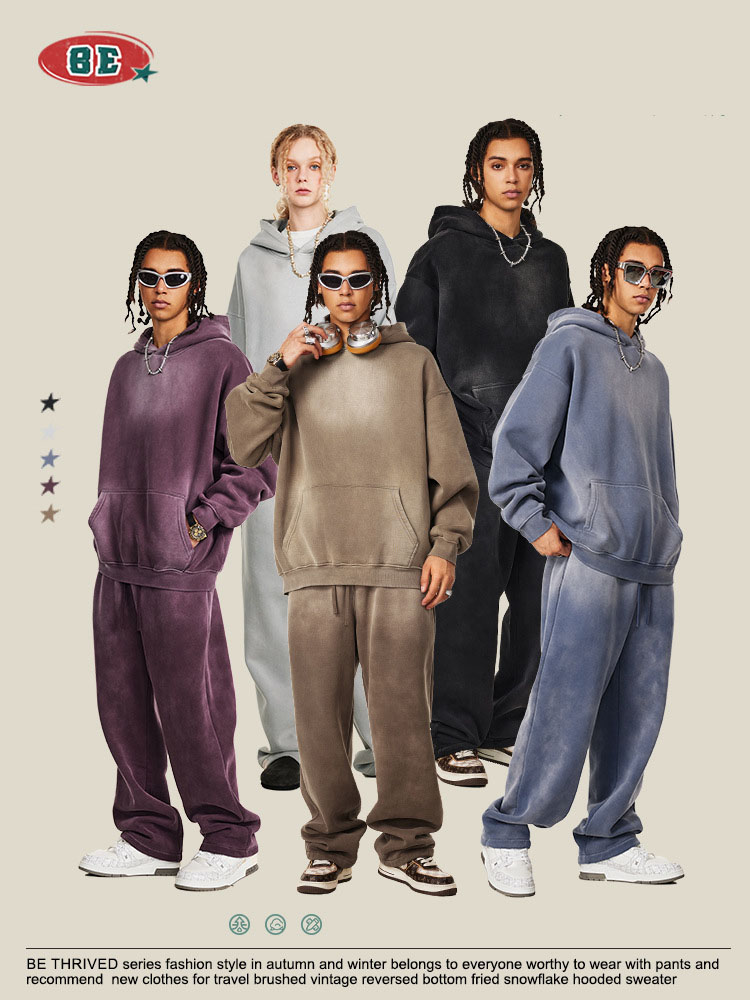 スウェット セットアップ 男女兼用ビンテージ風裏起毛スウェットセットアップ全６色