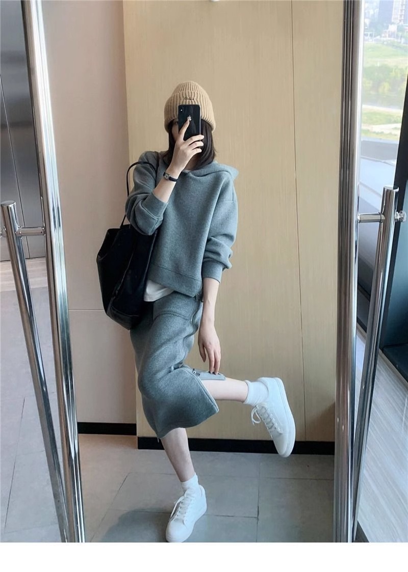 2025新作 レディース スウェット セットアップ パーカー スカート 着やせ