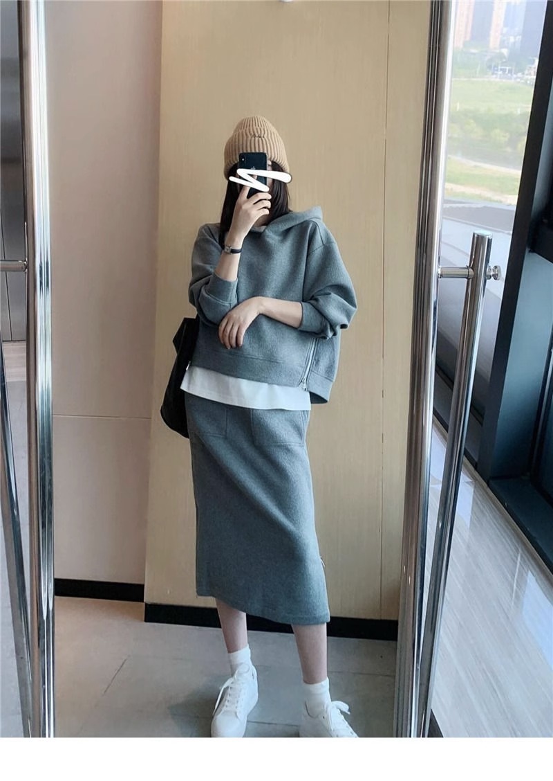 2025新作 レディース スウェット セットアップ パーカー スカート 着やせ