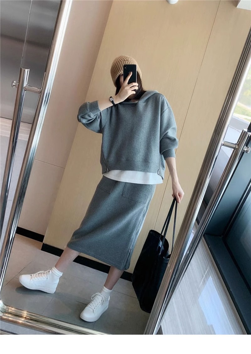 2025新作 レディース スウェット セットアップ パーカー スカート 着やせ