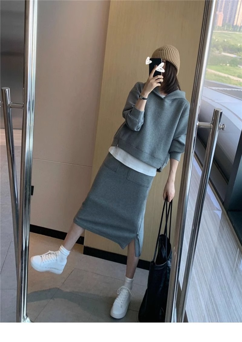 2025新作 レディース スウェット セットアップ パーカー スカート 着やせ