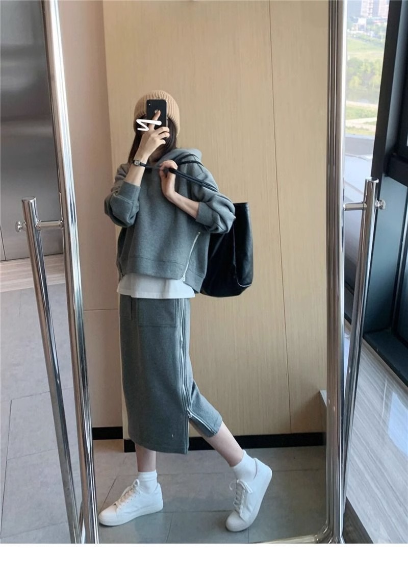 2025新作 レディース スウェット セットアップ パーカー スカート 着やせ