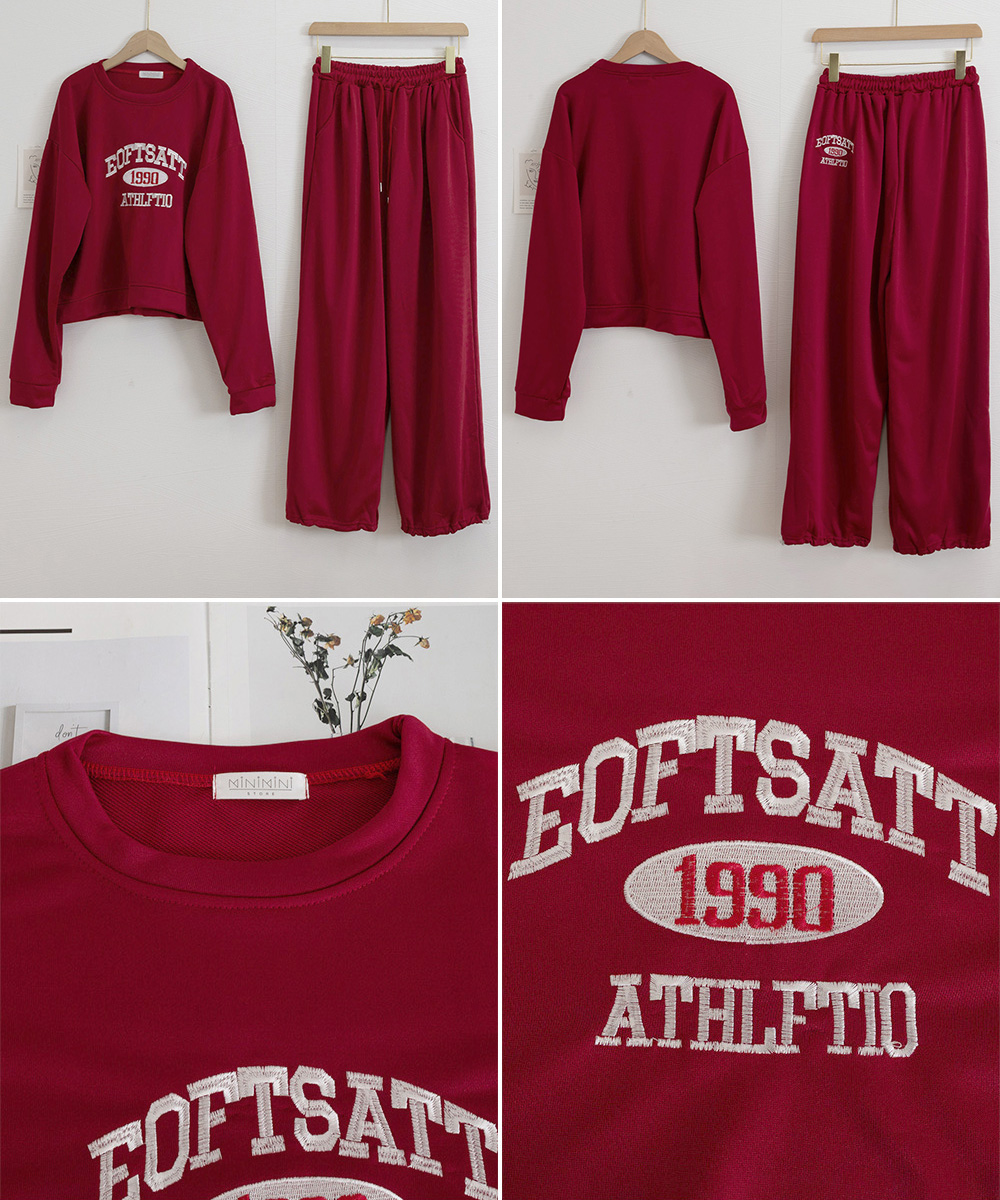 スウェット セットアップ 大学風文字印刷スウェット上下セット