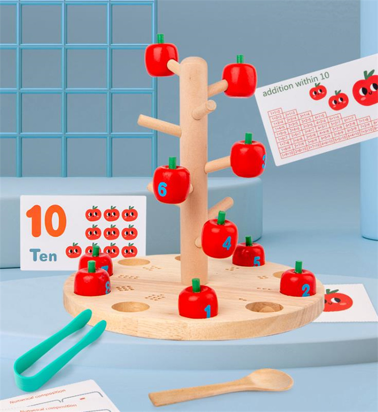 3歳から楽しむりんご狩り数学遊び　木製知育玩具