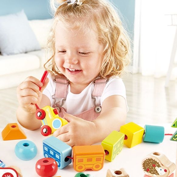 知育玩具 ひも通し知育ブロックセット