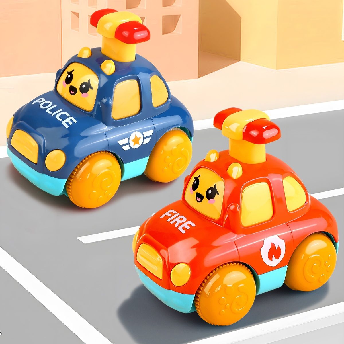 知育玩具 ぴゅんぴゅん走る！押して進む働く車