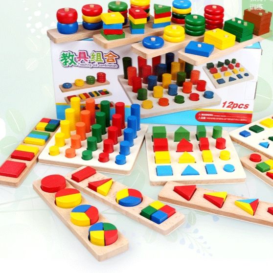 知育玩具 幼児向け図形認識セット木製パズル