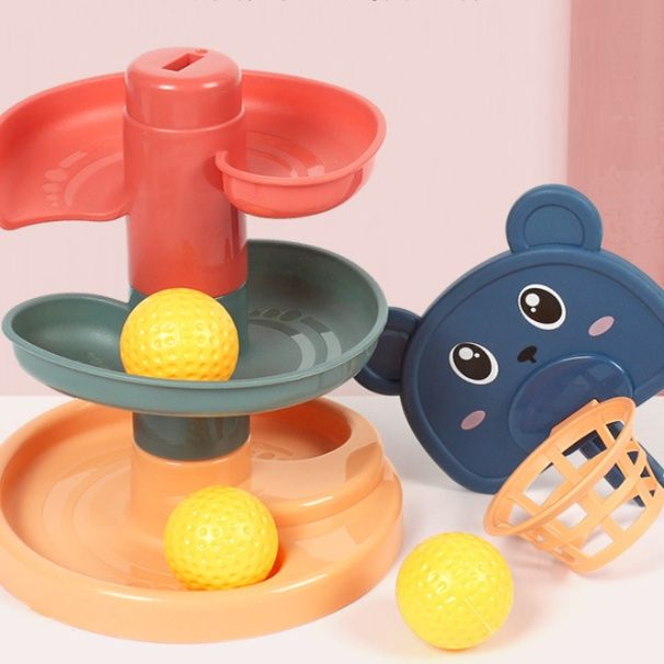 知育玩具 くまさんらせん玉ころがしタワー