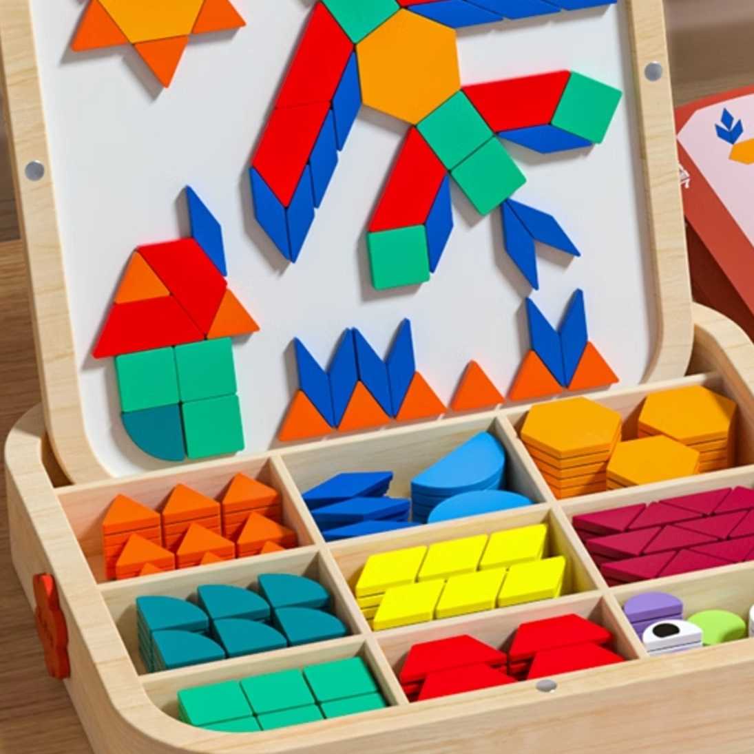 知育玩具 図形パズル知育セット 木製マグネット