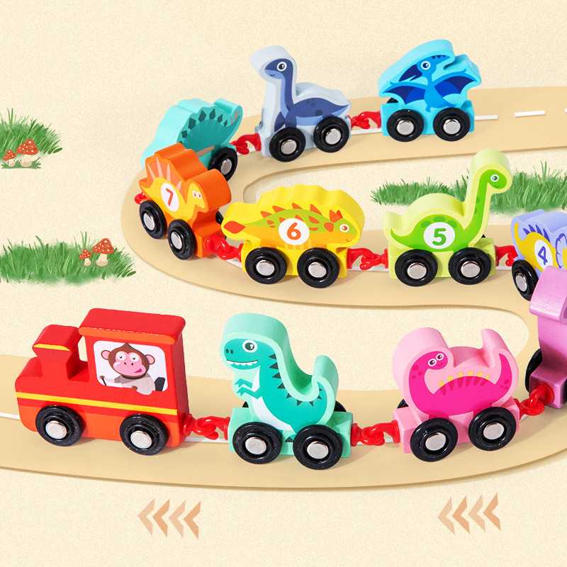 知育玩具 恐竜と動物の磁石列車セット