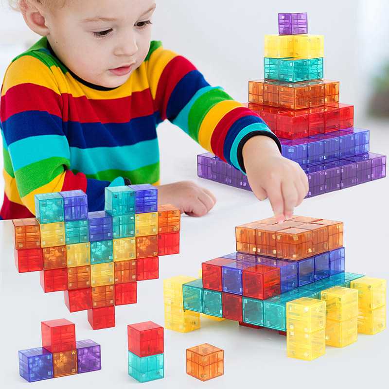 知育玩具 光る立体パズル マグビルド