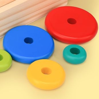 知育玩具 三本棒リング重ね木製積み重ね遊び