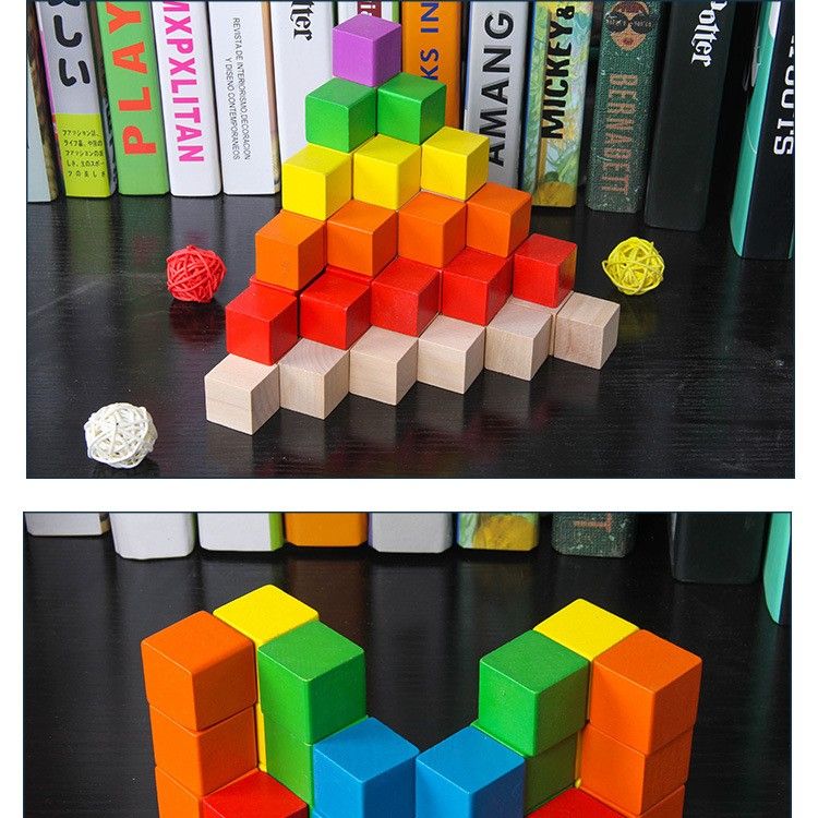 知育玩具 モンテッソーリ 木製立方体ブロックセット