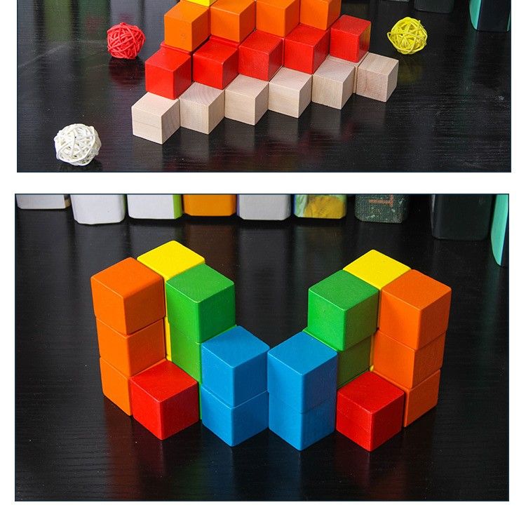 知育玩具 モンテッソーリ 木製立方体ブロックセット