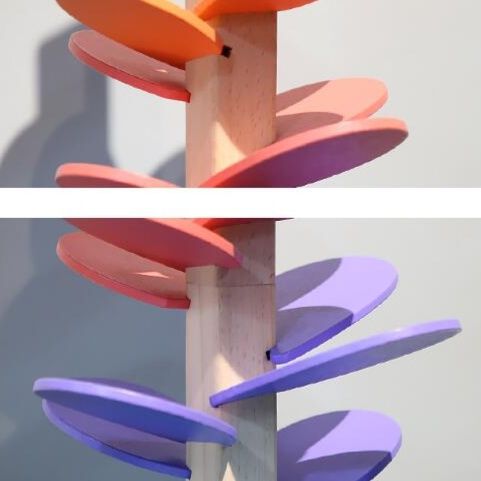 木製ビー玉転がし虹色音楽樹　知育玩具