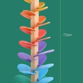 木製ビー玉転がし虹色音楽樹　知育玩具