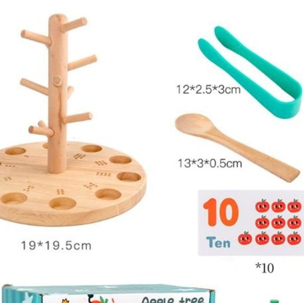 3歳から楽しむりんご狩り数学遊び　木製知育玩具
