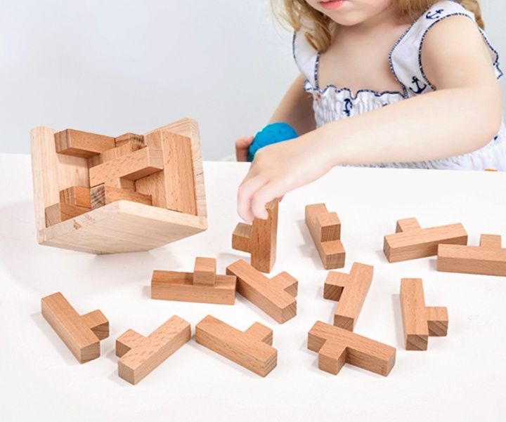 知育玩具 6歳からの立体組み合わせ木製パズルボックス
