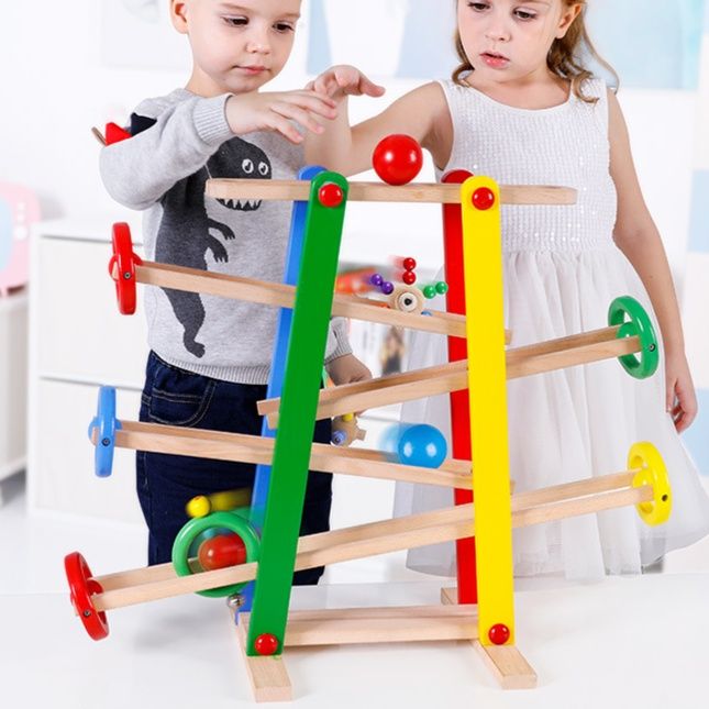 知育玩具 木製ころころスロープ転がし遊び玩具 4歳