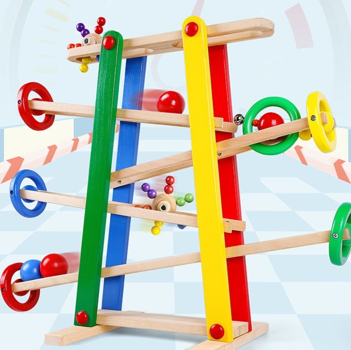 知育玩具 木製ころころスロープ転がし遊び玩具 4歳