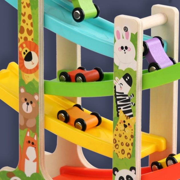 知育玩具 くるくる坂道レーシング四段スロープ 3歳