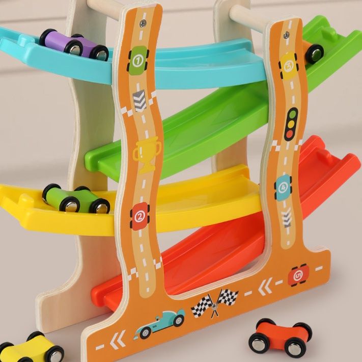 知育玩具 くるくる坂道レーシング四段スロープ 3歳