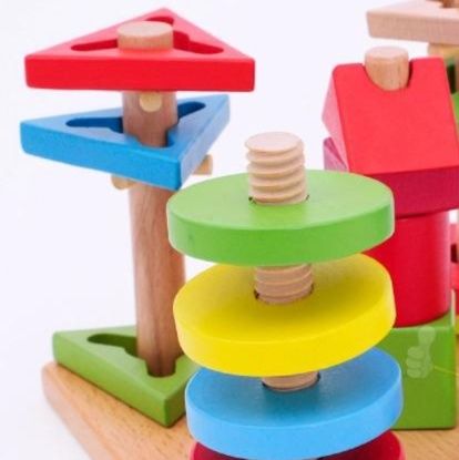 モンテッソーリ　木製型はめパズル多色知育玩具セット