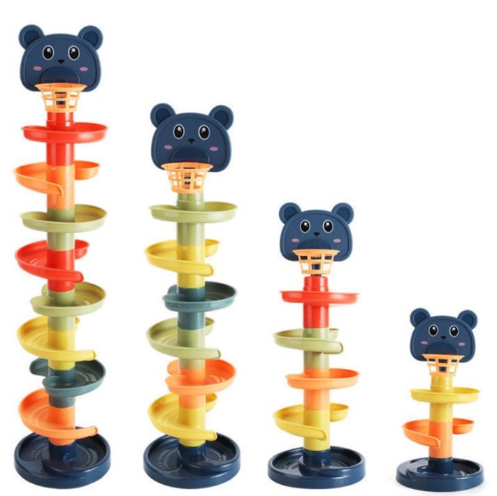 知育玩具 くまさん玉転がしタワー 組み立て式転がし遊び